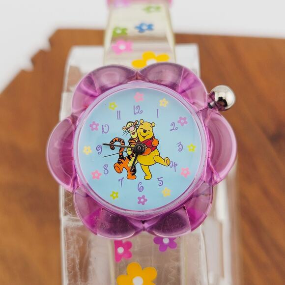 Disney Kids Winnie The Pooh & Tiger Character Watch Pink Floral Daisy Cutesy - Picture 2 of 6
